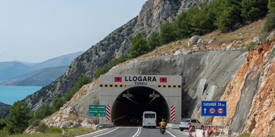 Südportal des Llogara-Tunnels auf der SH8 zwischen Vlorë und Saranda