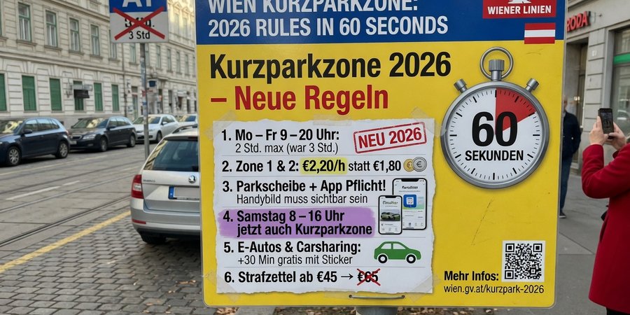 Wiener Strasse mit Parkschein hinter der Windschutzscheibe