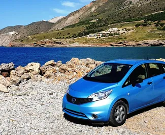 Frontansicht eines Mietwagens Nissan Note auf Kreta, Griechenland ✓ Auto Nr.1786. ✓ Schaltgetriebe TM ✓ 0 Bewertungen.