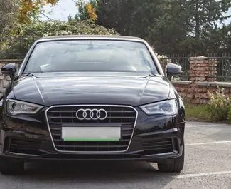 Frontansicht eines Mietwagens Audi A3 Cabrio in Becici, Montenegro ✓ Auto Nr.2479. ✓ Automatisch TM ✓ 0 Bewertungen.