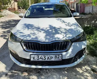 Frontansicht eines Mietwagens Skoda Rapid in Simferopol, Krim ✓ Auto Nr.3079. ✓ Automatisch TM ✓ 0 Bewertungen.