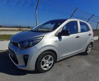 Frontansicht eines Mietwagens Kia Picanto auf Rhodos, Griechenland ✓ Auto Nr.6248. ✓ Schaltgetriebe TM ✓ 1 Bewertungen.