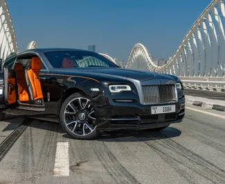 Frontansicht eines Mietwagens Rolls-Royce Wraith in Dubai, VAE ✓ Auto Nr.8414. ✓ Automatisch TM ✓ 0 Bewertungen.