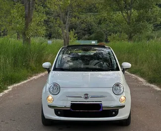 Frontansicht eines Mietwagens Fiat 500 Cabrio in Budva, Montenegro ✓ Auto Nr.10437. ✓ Schaltgetriebe TM ✓ 0 Bewertungen.