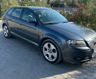 Frontansicht eines Mietwagens Audi A3 in Durres, Albanien ✓ Auto Nr.10670. ✓ Automatisch TM ✓ 0 Bewertungen.