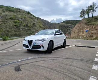 Frontansicht eines Mietwagens Alfa Romeo Stelvio Quadrifoglio in Tiflis, Georgien ✓ Auto Nr.11483. ✓ Automatisch TM ✓ 0 Bewertungen.