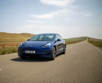 Frontansicht eines Mietwagens Tesla Model 3 in Tiflis, Georgien ✓ Auto Nr.11685. ✓ Automatisch TM ✓ 0 Bewertungen.