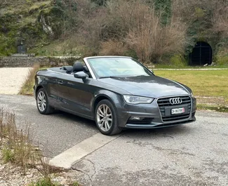 Frontansicht eines Mietwagens Audi A3 Cabrio in Becici, Montenegro ✓ Auto Nr.11958. ✓ Automatisch TM ✓ 0 Bewertungen.