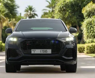 Frontansicht eines Mietwagens Audi RS Q8 in Dubai, VAE ✓ Auto Nr.13262. ✓ Automatisch TM ✓ 0 Bewertungen.