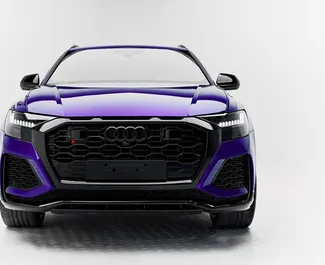 Vermietung Audi RS Q8. Premium, Luxus, SUV, Crossover Fahrzeug zur Miete in VAE ✓ Kaution Einzahlung von 2500 AED ✓ Versicherungsoptionen KFZ-HV.
