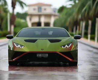 Frontansicht eines Mietwagens Lamborghini Huracan STO in Dubai, VAE ✓ Auto Nr.13340. ✓ Automatisch TM ✓ 0 Bewertungen.
