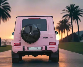 Vermietung Mercedes-Benz G63 AMG. Premium, Luxus, SUV Fahrzeug zur Miete in VAE ✓ Kaution Einzahlung von 2500 AED ✓ Versicherungsoptionen KFZ-HV.