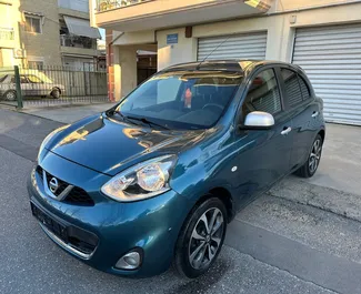 Frontansicht eines Mietwagens Nissan Micra in Thessaloniki, Griechenland ✓ Auto Nr.15750. ✓ Schaltgetriebe TM ✓ 0 Bewertungen.