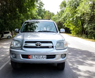 Frontansicht eines Mietwagens Toyota Sequoia I in Bischkek, Kirgisistan ✓ Auto Nr.16274. ✓ Automatisch TM ✓ 0 Bewertungen.