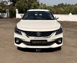 Frontansicht eines Mietwagens Suzuki Baleno am Flughafen Goa, Goa ✓ Auto Nr.16160. ✓ Automatisch TM ✓ 0 Bewertungen.